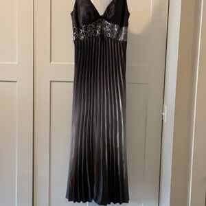 ONYX Nite Elegant Black Satin Women’s Dress with Embellished Waist